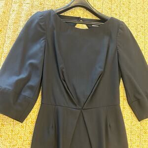 Trina Turk Black Wool Fitted LBD w Open Back